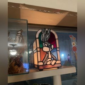 Vintage Bugs Bunny Stained Glass Candle Holder